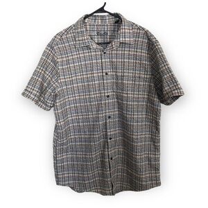 Tasso Elba plaid brown button down shirt